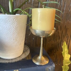Vintage Silver Plated Wine/Champagne Goblet 4.5", Candle Holder, Vintage Decor